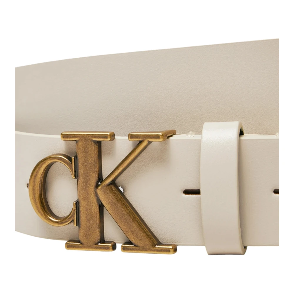 Calvin Klein Jeans Witte leren riem met gespsdetails White Dames