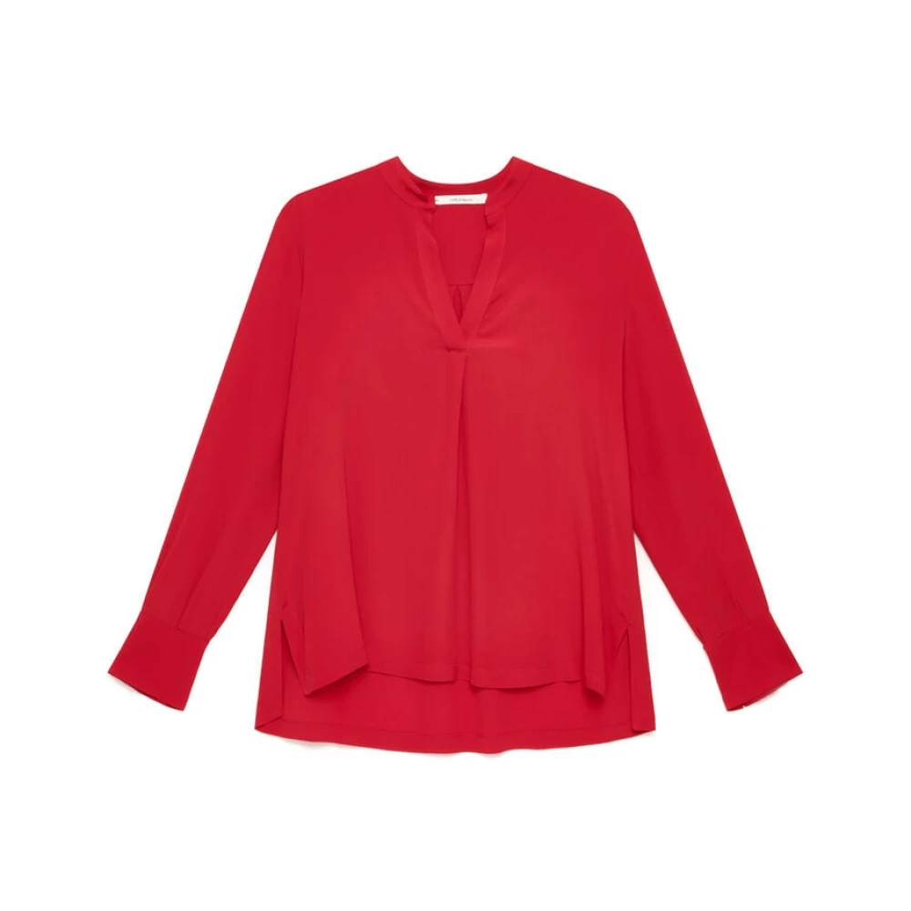 Maliparmi Women's Red Blouses, S, Fluid Crepe Shirt