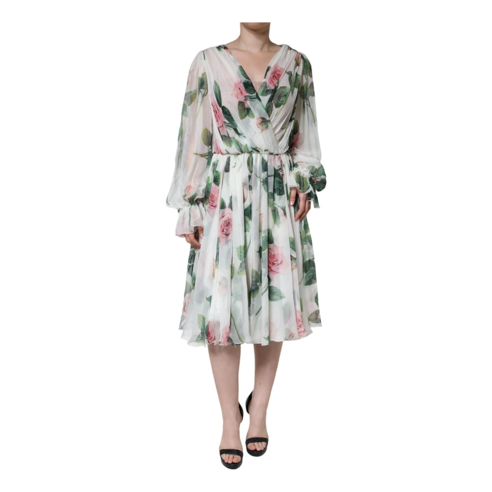 Dolce & Gabbana Zijden bloemenprint A-lijn midi-jurk Multicolor Dames