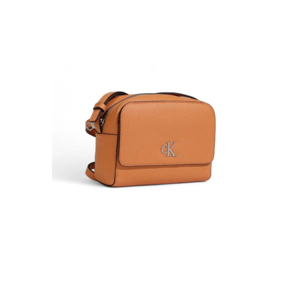 Calvin Klein Jeans Compacte Faux Leren Handtas Orange Dames