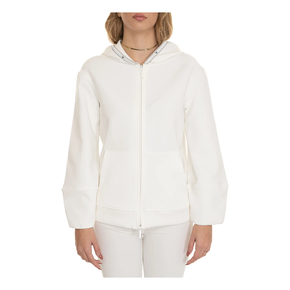 Emporio Armani Hoodie met logo en kangoeroezakken White Dames
