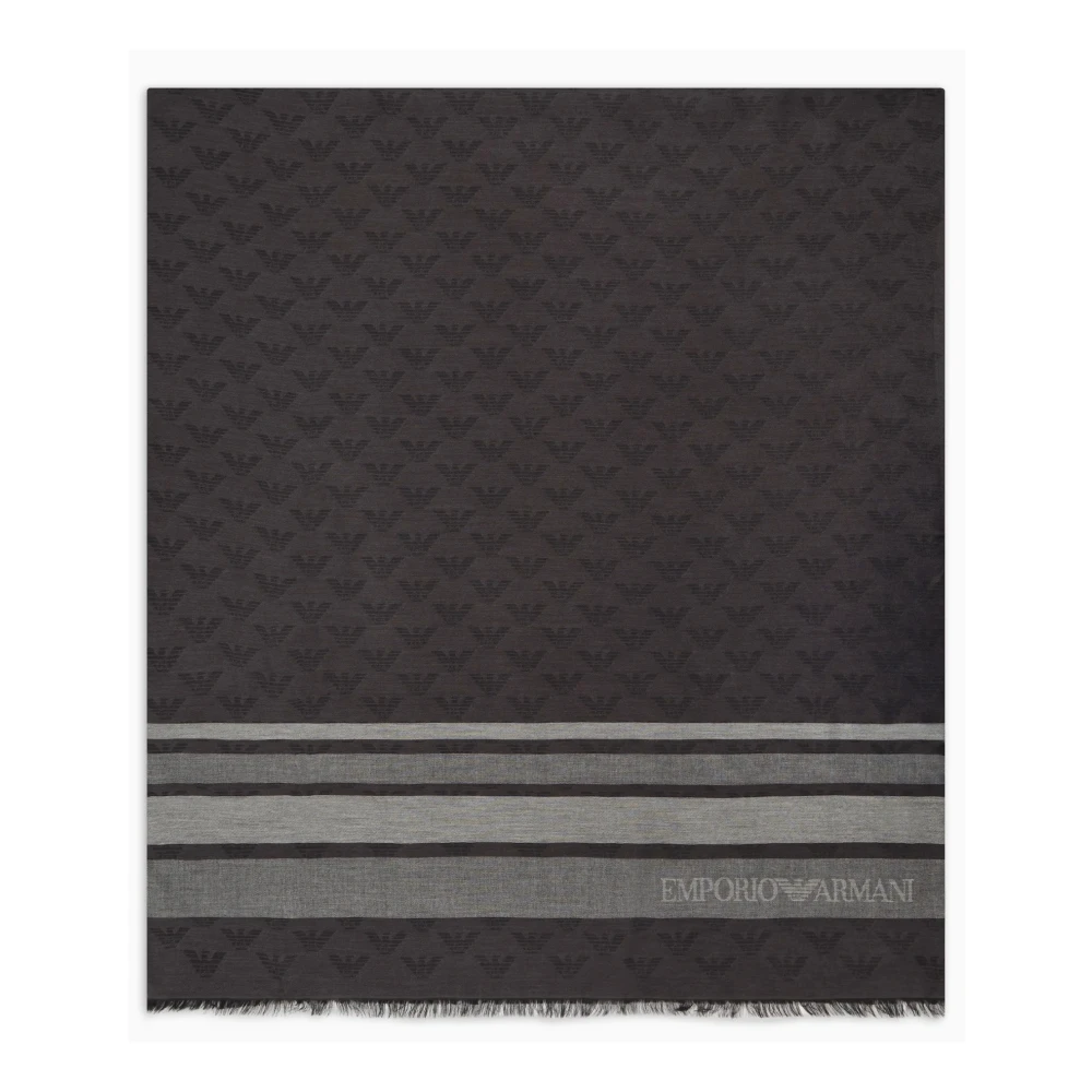 Emporio Armani Grijze Modal Jacquard Eagle Stola Gray Heren