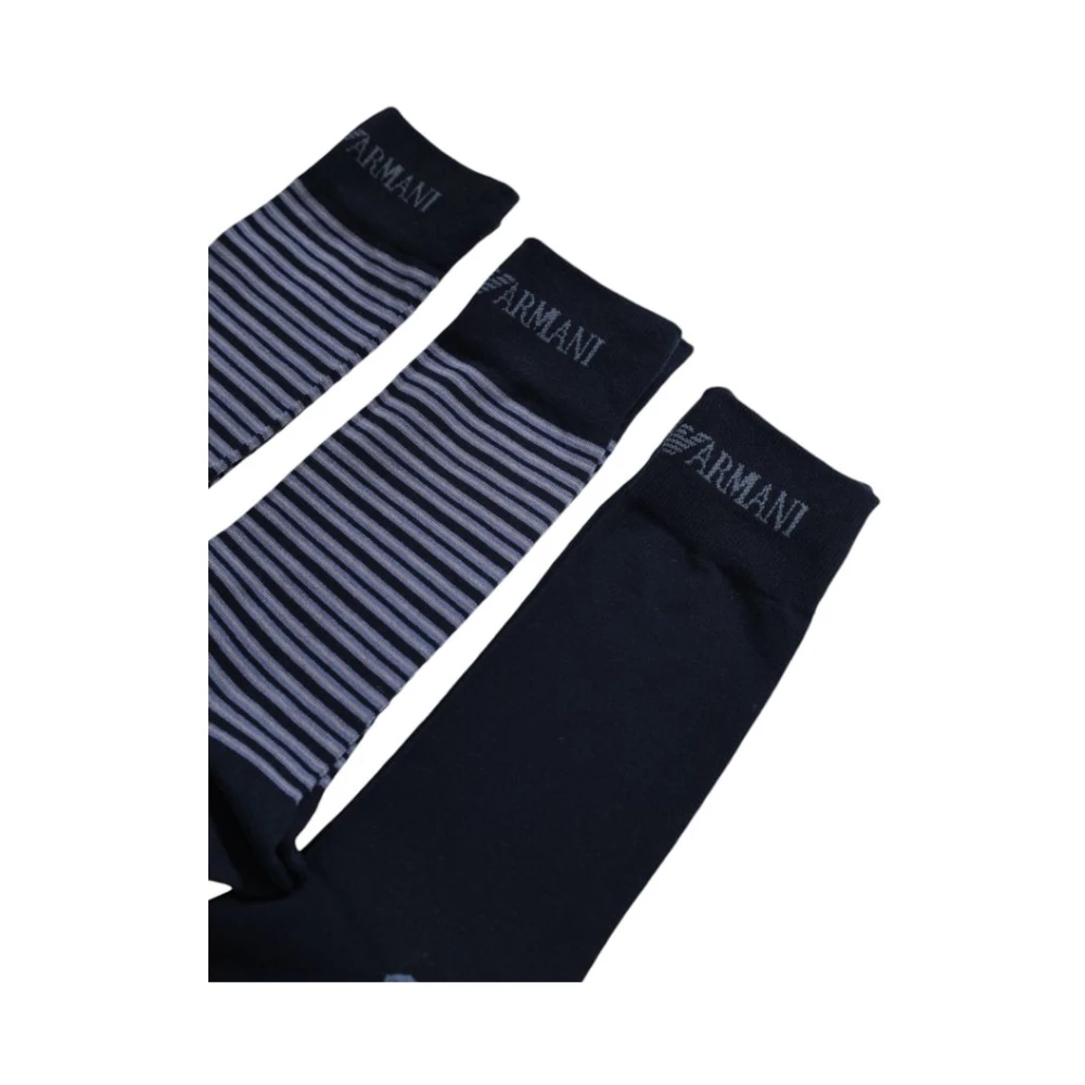 Emporio Armani Blauwe Katoenen Herensokken Collectie Blue Heren