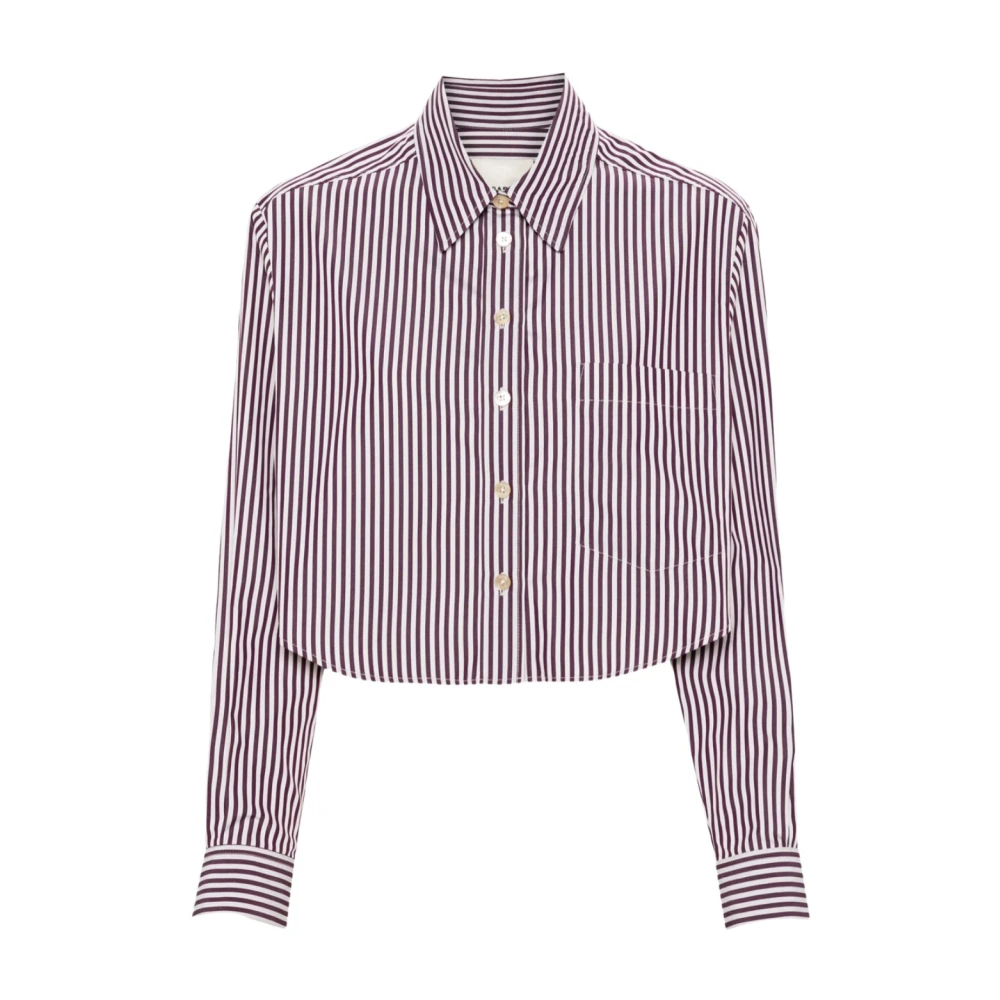 Isabel marant Gestreepte zijdeblend shirt in Ecru Burgundy Multicolor Dames