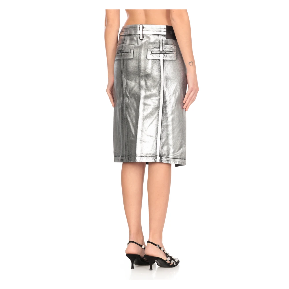The Attico Zilveren Katoenen Rok met Ritssluiting Gray Dames