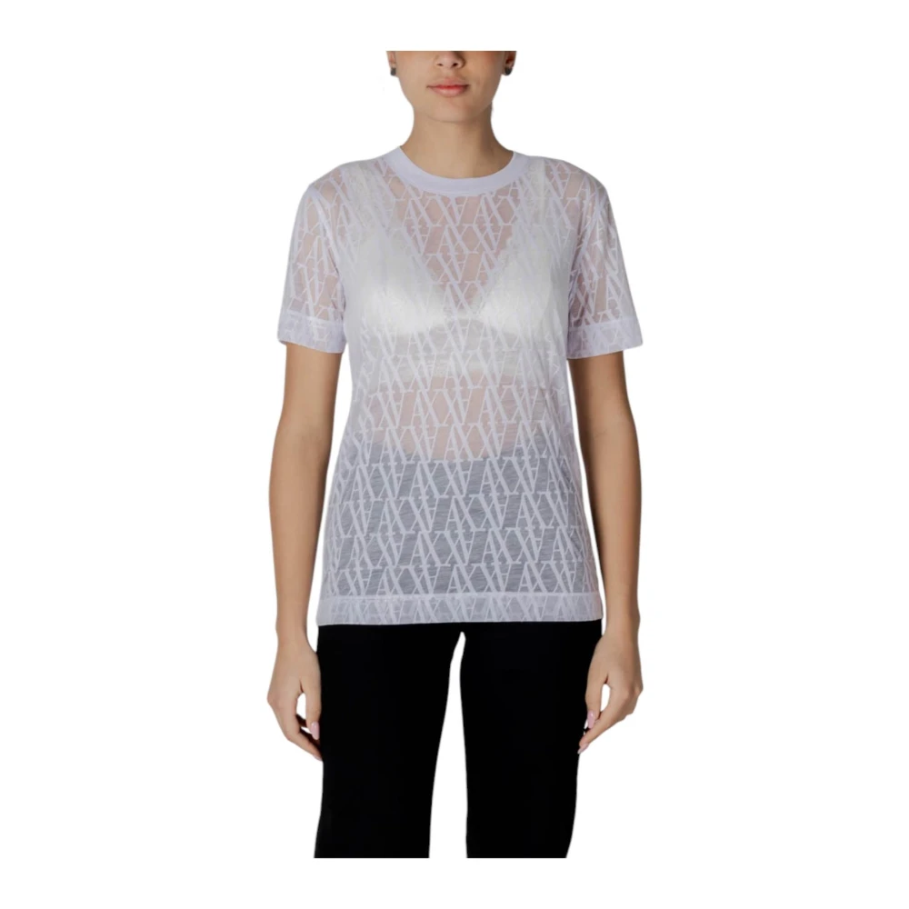 Armani Exchange Donna Bianco Semisheer Logoprint Tshirt