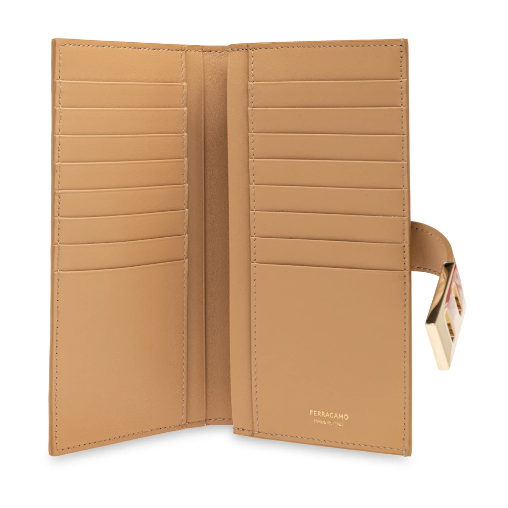 Salvatore Ferragamo Leren portemonnee Beige Dames