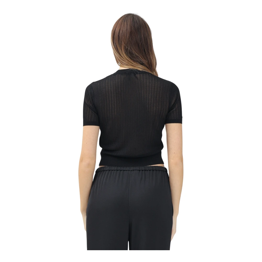 Armani Exchange Zwarte korte mouw trui voor vrouwen Black Dames