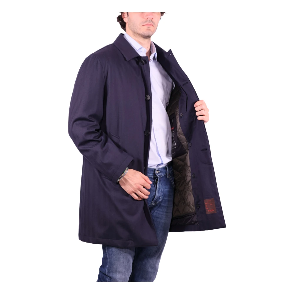 Paltò Blauwe wollen jas met afneembare kasjmier voering Blue Heren