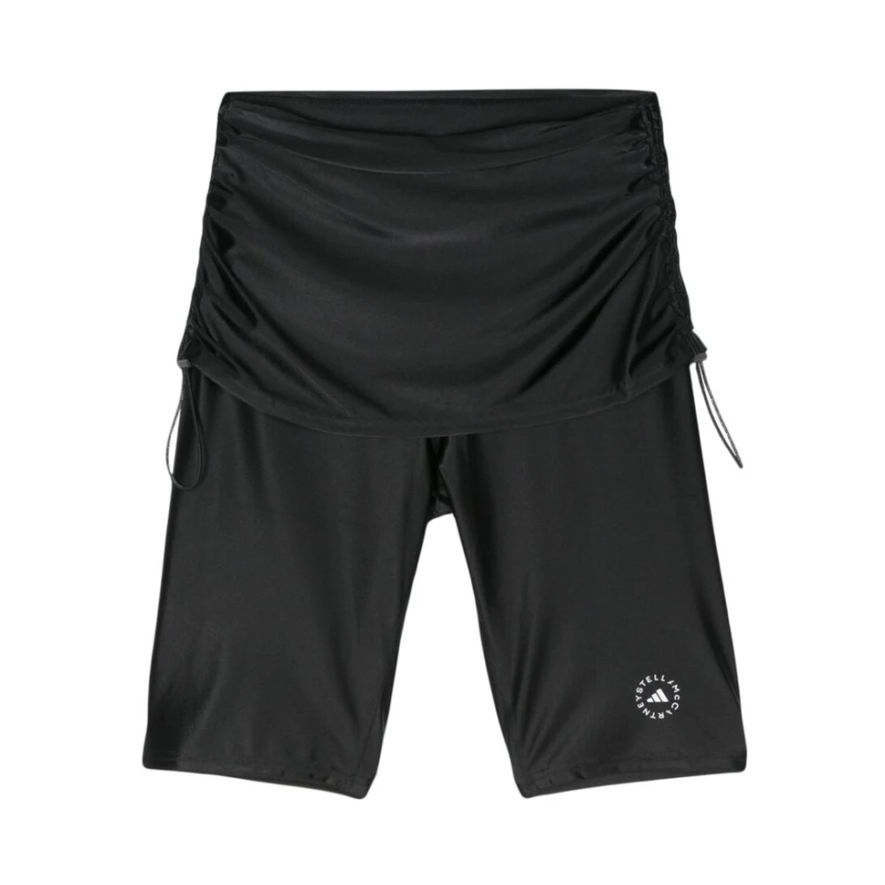 Adidas by stella mccartney Zwarte Stretch Gerimpelde Logorok Black Dames