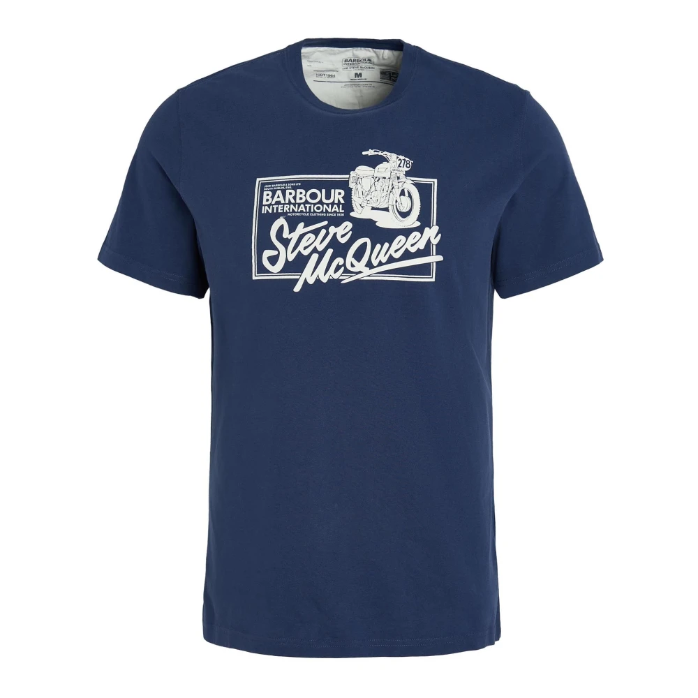 Barbour Eddie T-Shirt met Motorprint Blue Heren