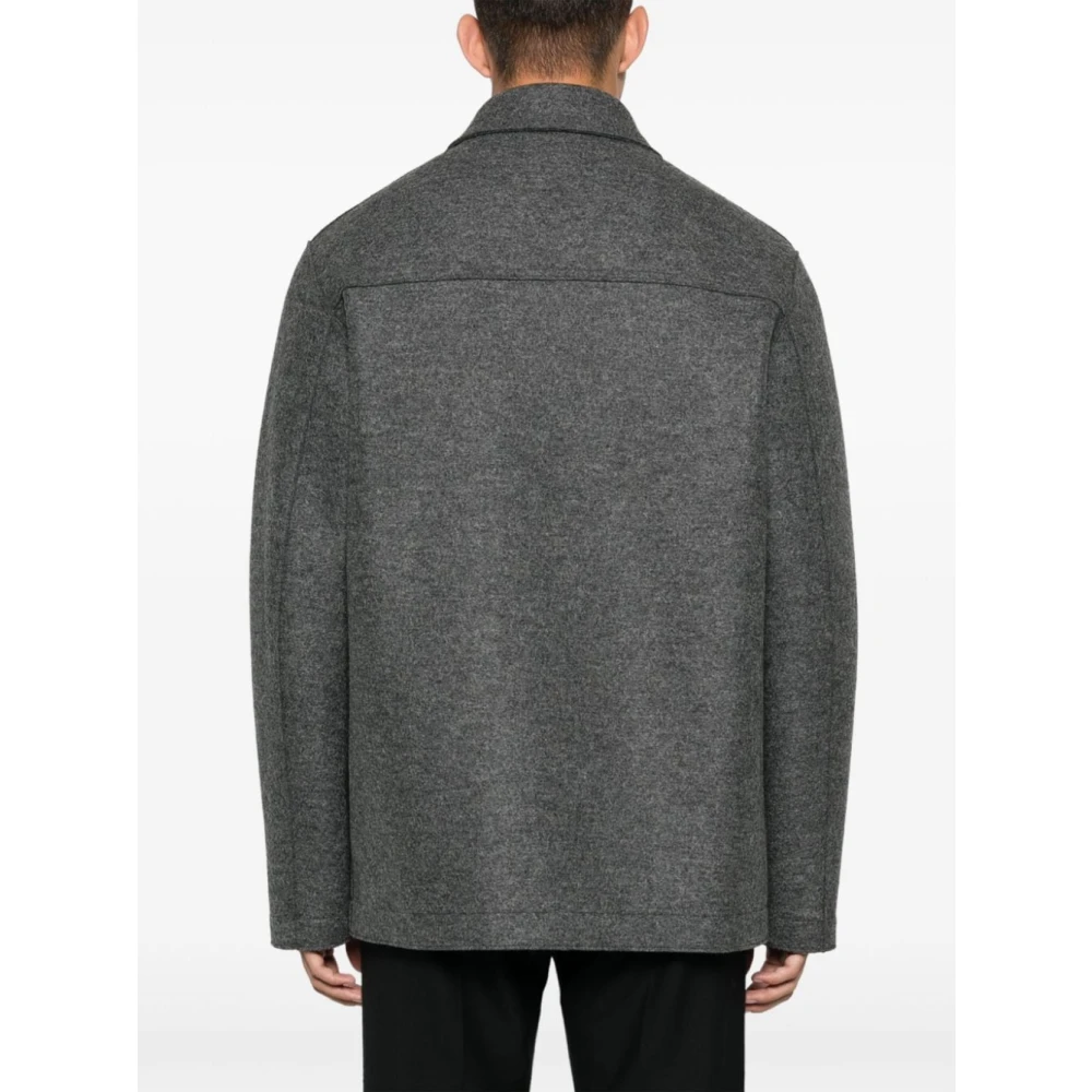 Harris Wharf London Nut Woolen Jas Antraciet Grijs Gray Heren