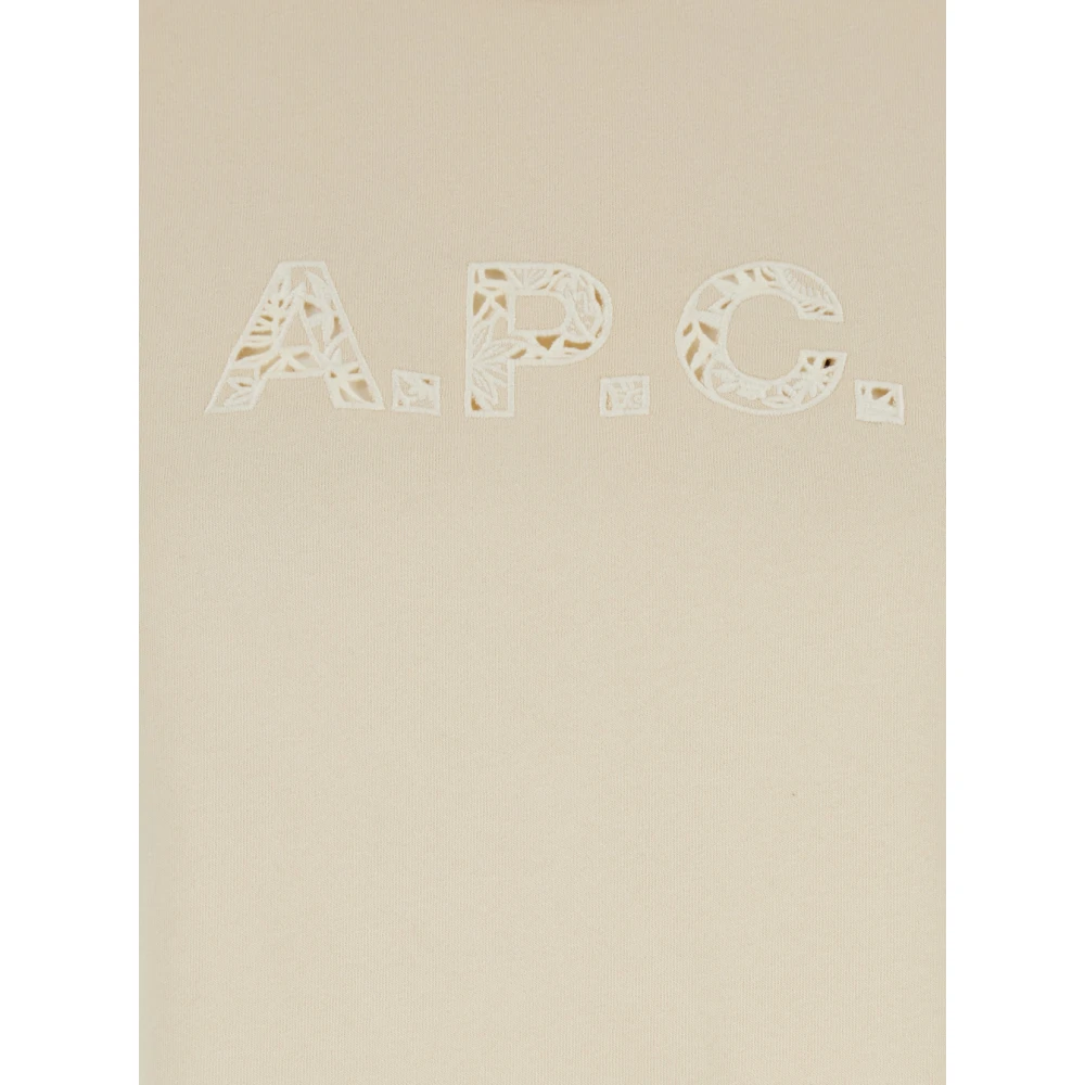 A.p.c. Beige Logo Print Katoenen T-shirt Beige Dames