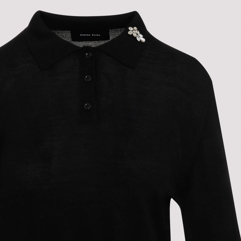 Simone Rocha Zwarte Trui Elegant Wol Zijde Mix Black Dames