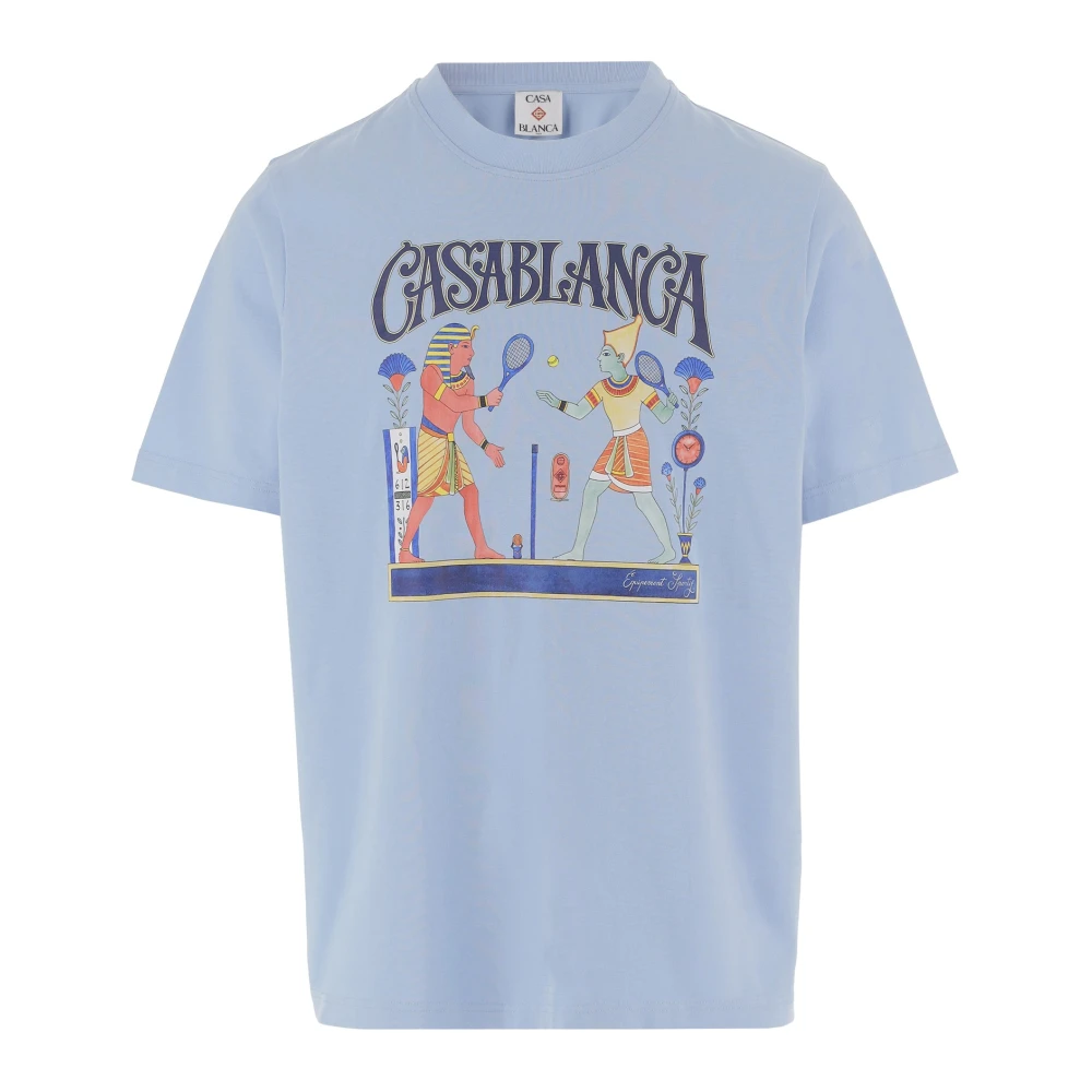 Casablanca Men's Blue T-Shirts, S, Cotton T-Shirt