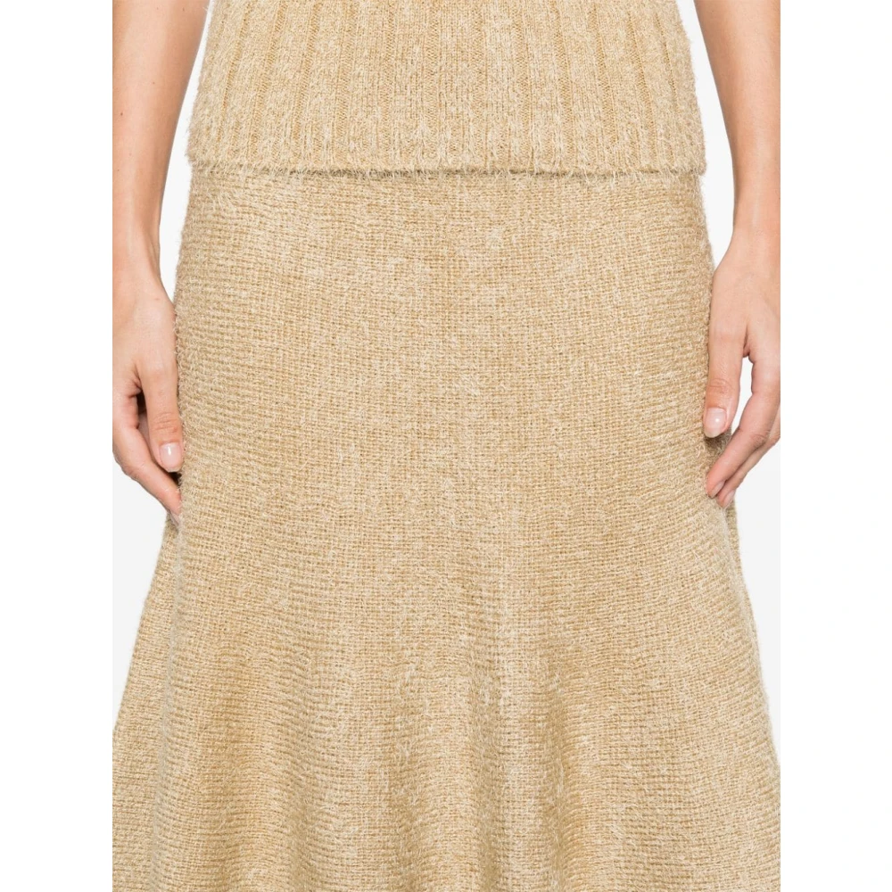 Khaite Elegante Midi Rok Beige Dames