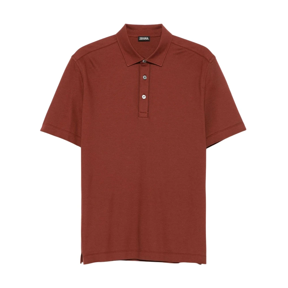 Zegna Men's Orange Short Sleeve Polo