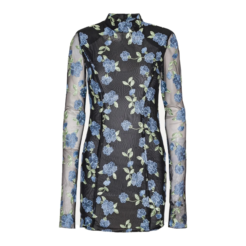 Rotate Birger Christensen Floral Mesh Mini Jurk Black Dames