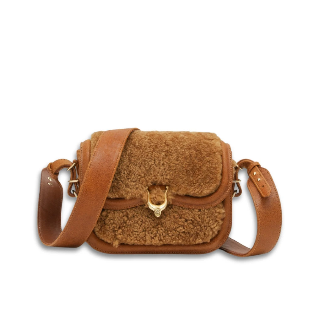 Claris Virot Mini Manon Leren Schoudertas Brown Dames