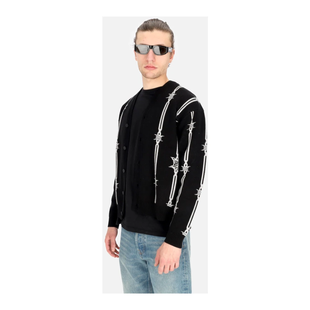 HUF Barbed Wire Jacquard Cardigan Sweater Zwart Black Heren