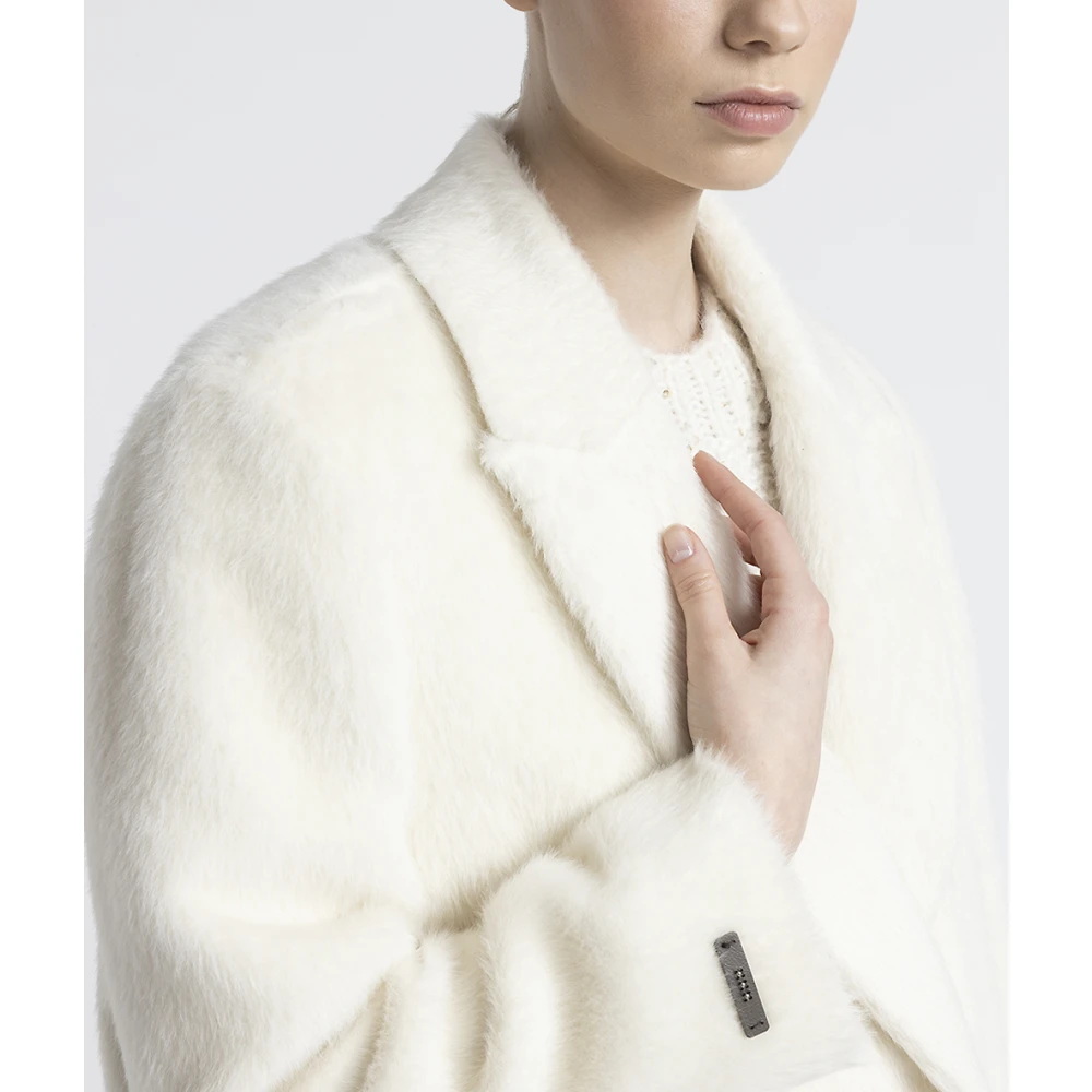 PESERICO Alpaca en wollen double-breasted jas Beige Dames