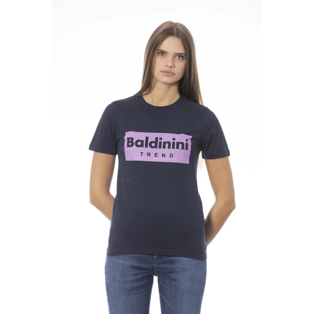 Baldinini Trendy T-shirt met voorprint Blue Dames