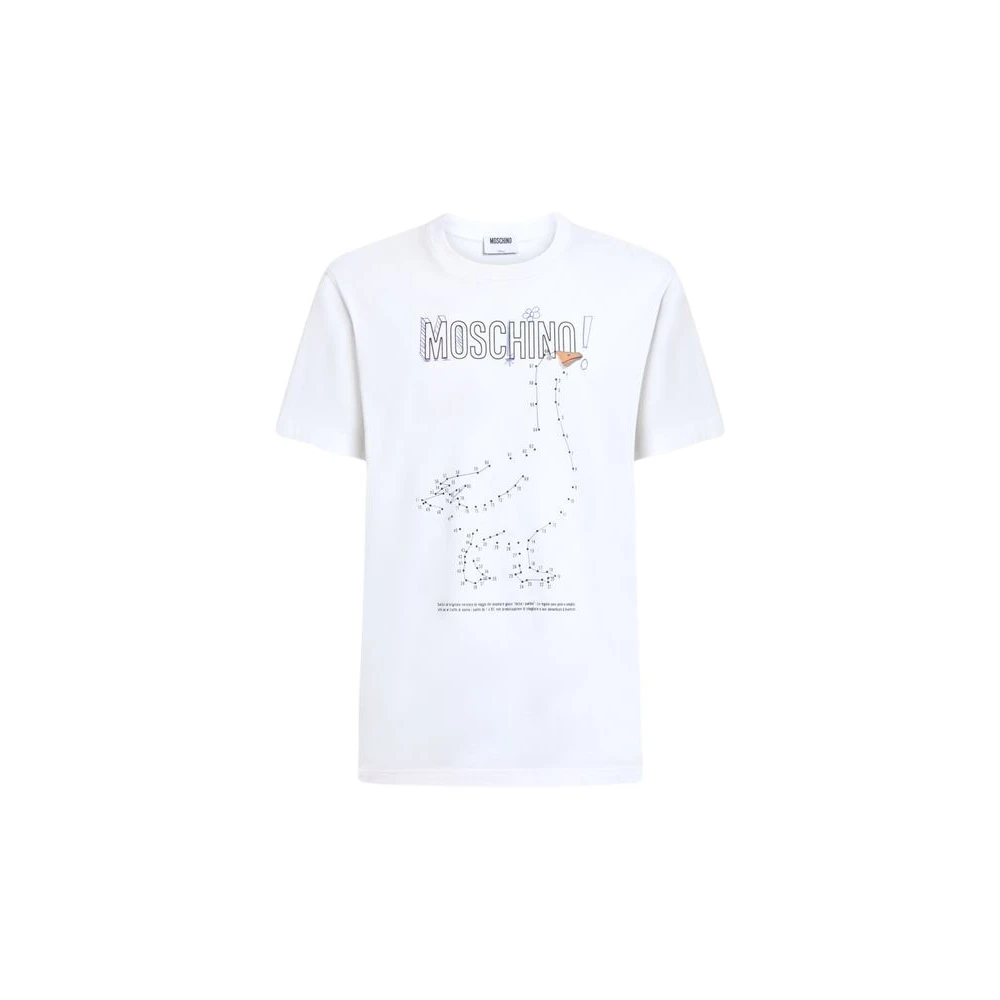 Moschino White T-Shirts, Male, Xs, Goose Cotton Jersey T-Shirt