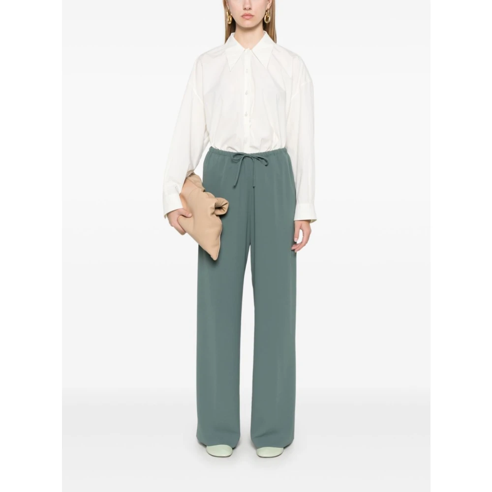 Dries Van Noten Wijde Lange Broek Green Dames