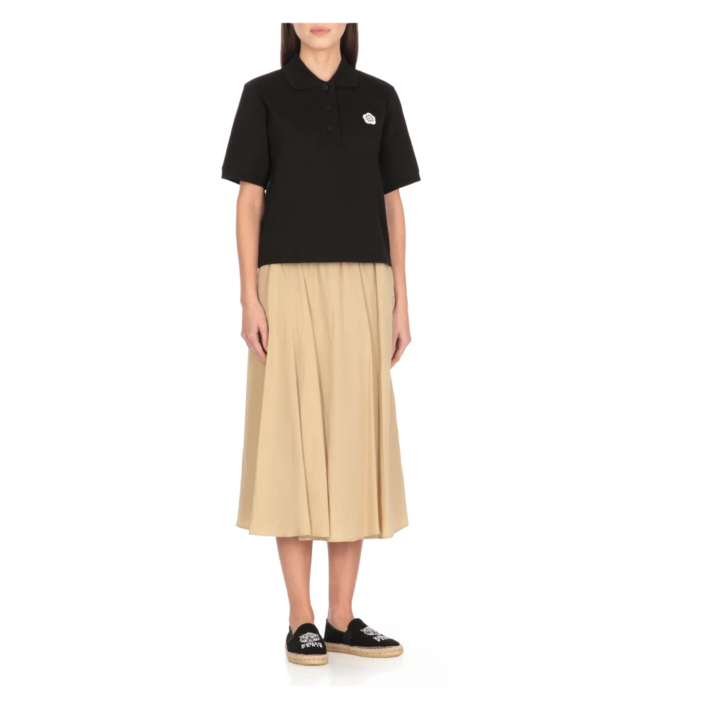 Kenzo Zwarte Polo Shirt met Boke Bloem Black Dames