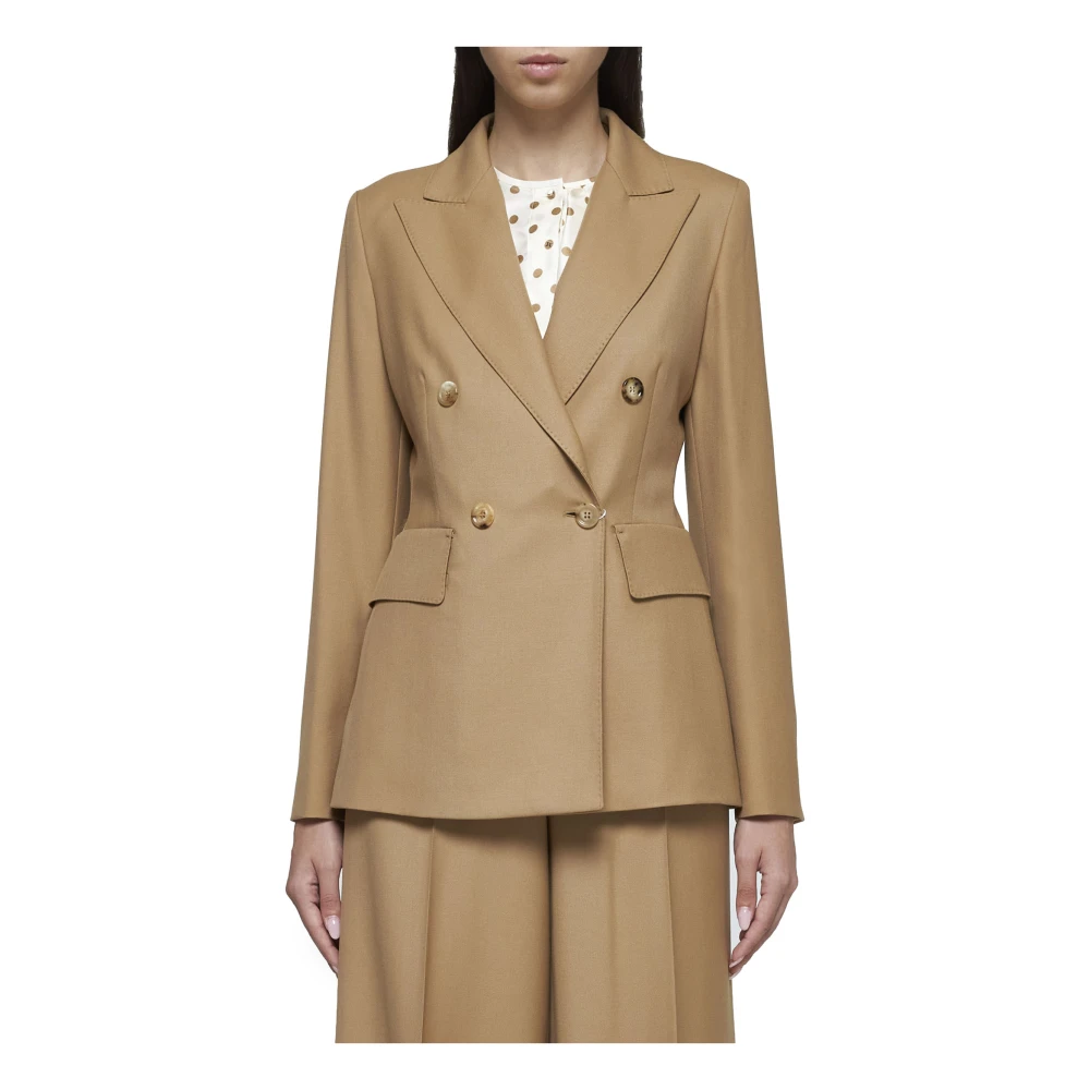 Max Mara Osanna Double-Breasted Blazer Beige Dames