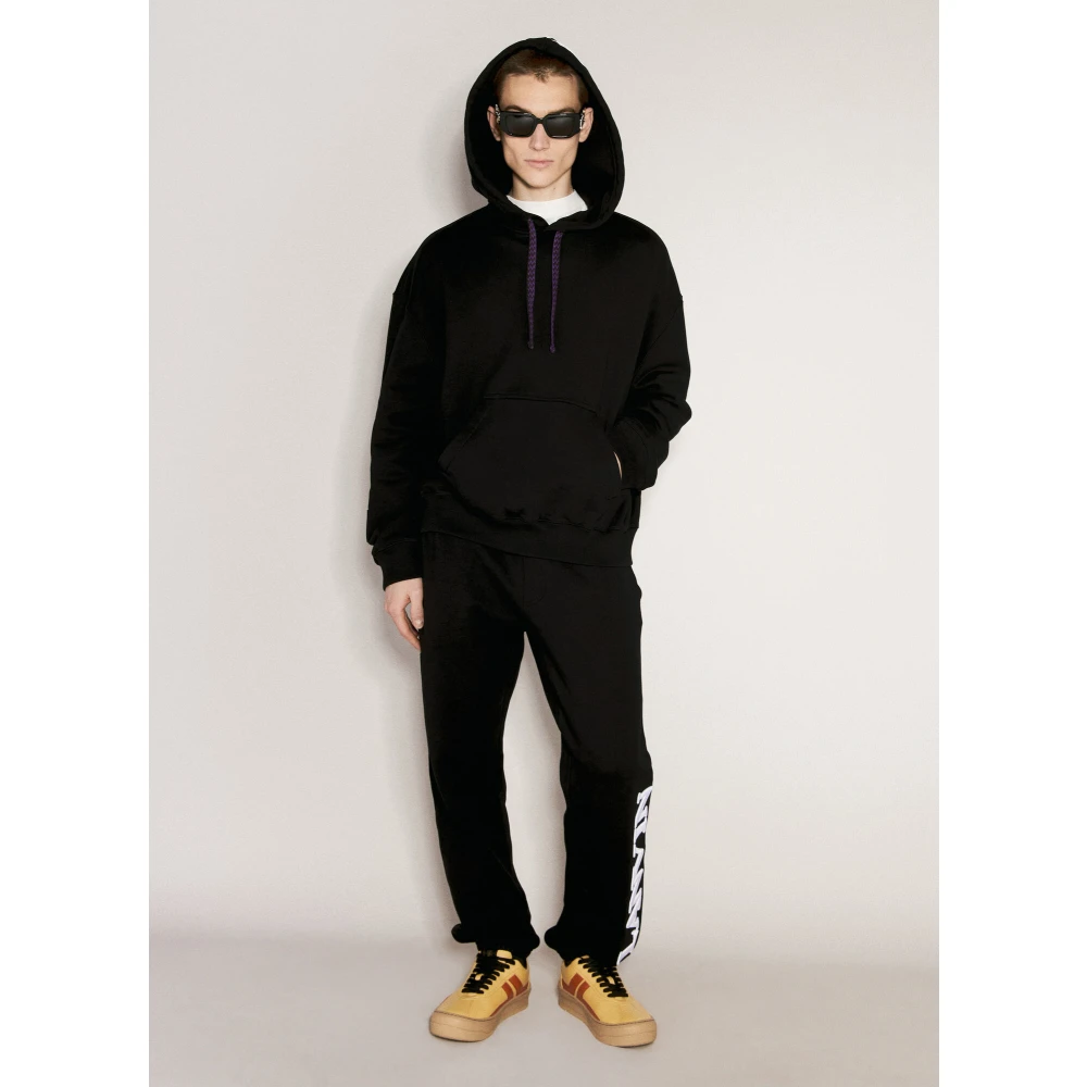 Lanvin Hoodie met logo borduursel Black Heren