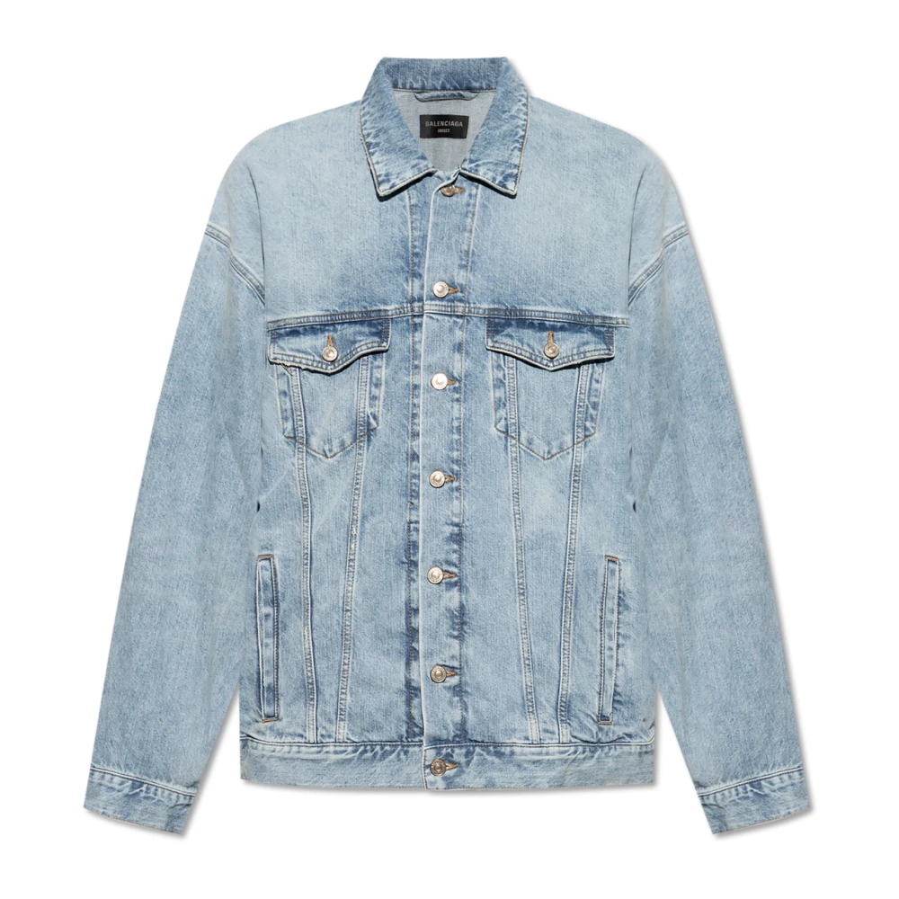 Balenciaga Denim Jack met Vintage Effect Blue Heren