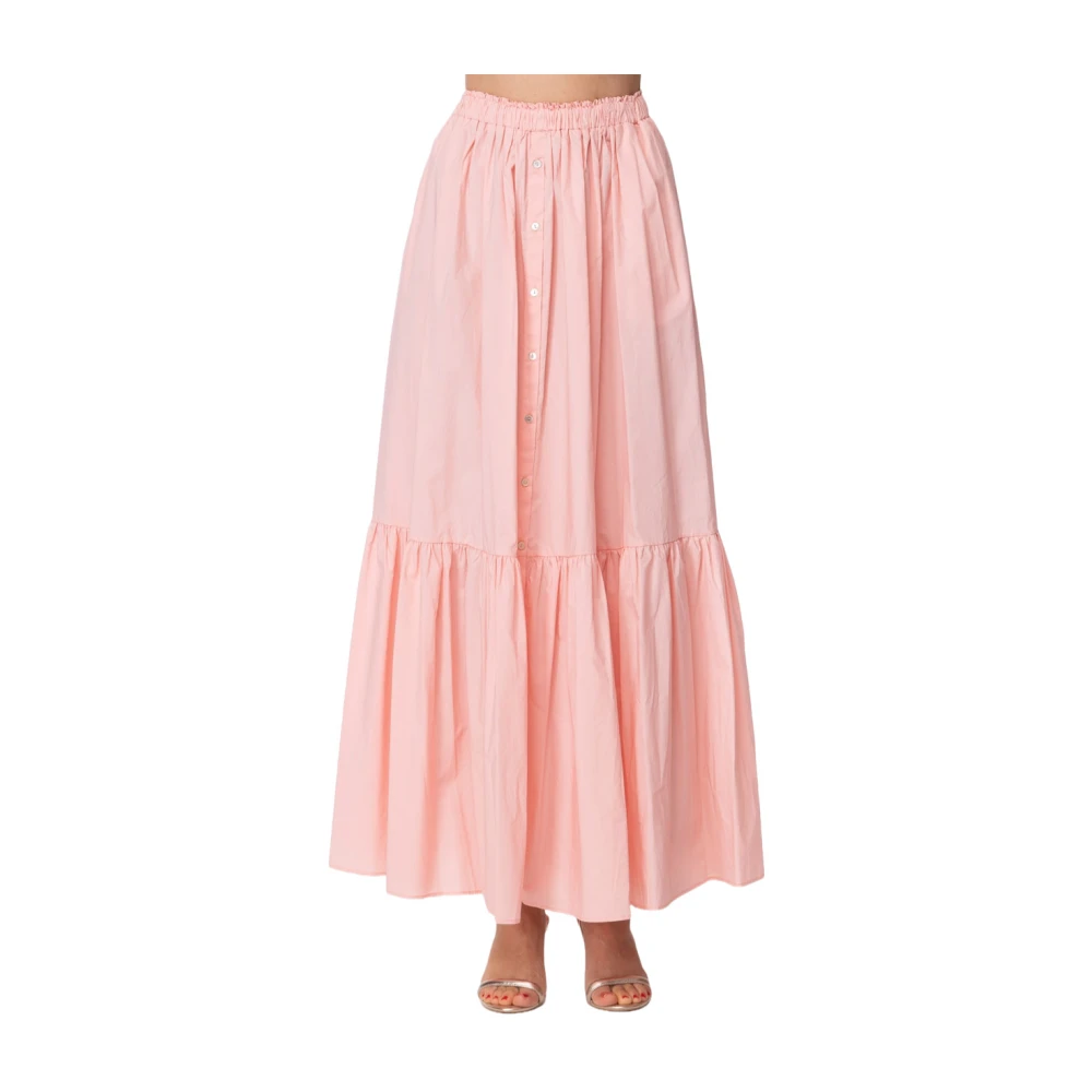 Aniye By Katoenen poplin lange rok Pink Dames