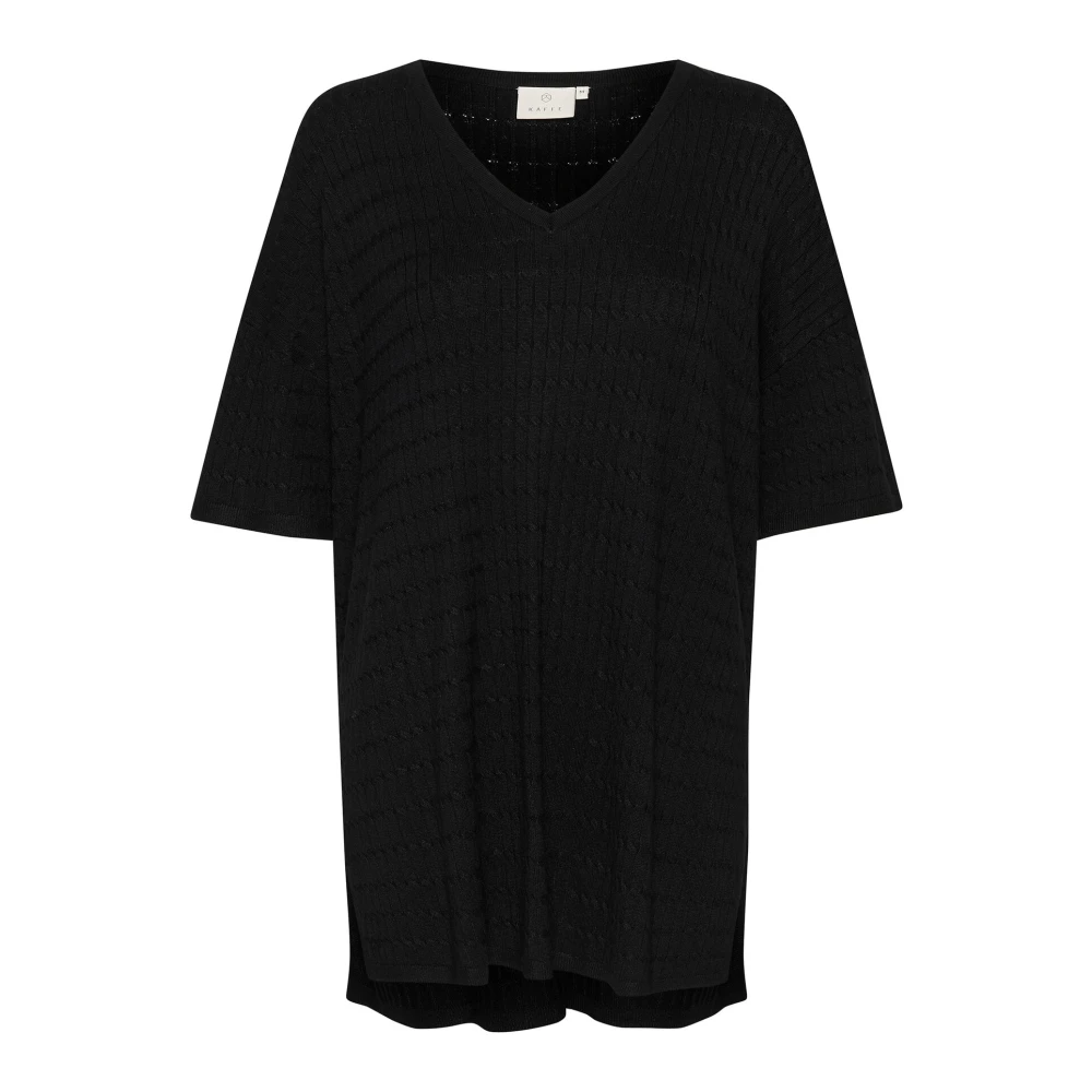 Kaffe Zwart Diep Gebreide Trui Sweater Black Dames