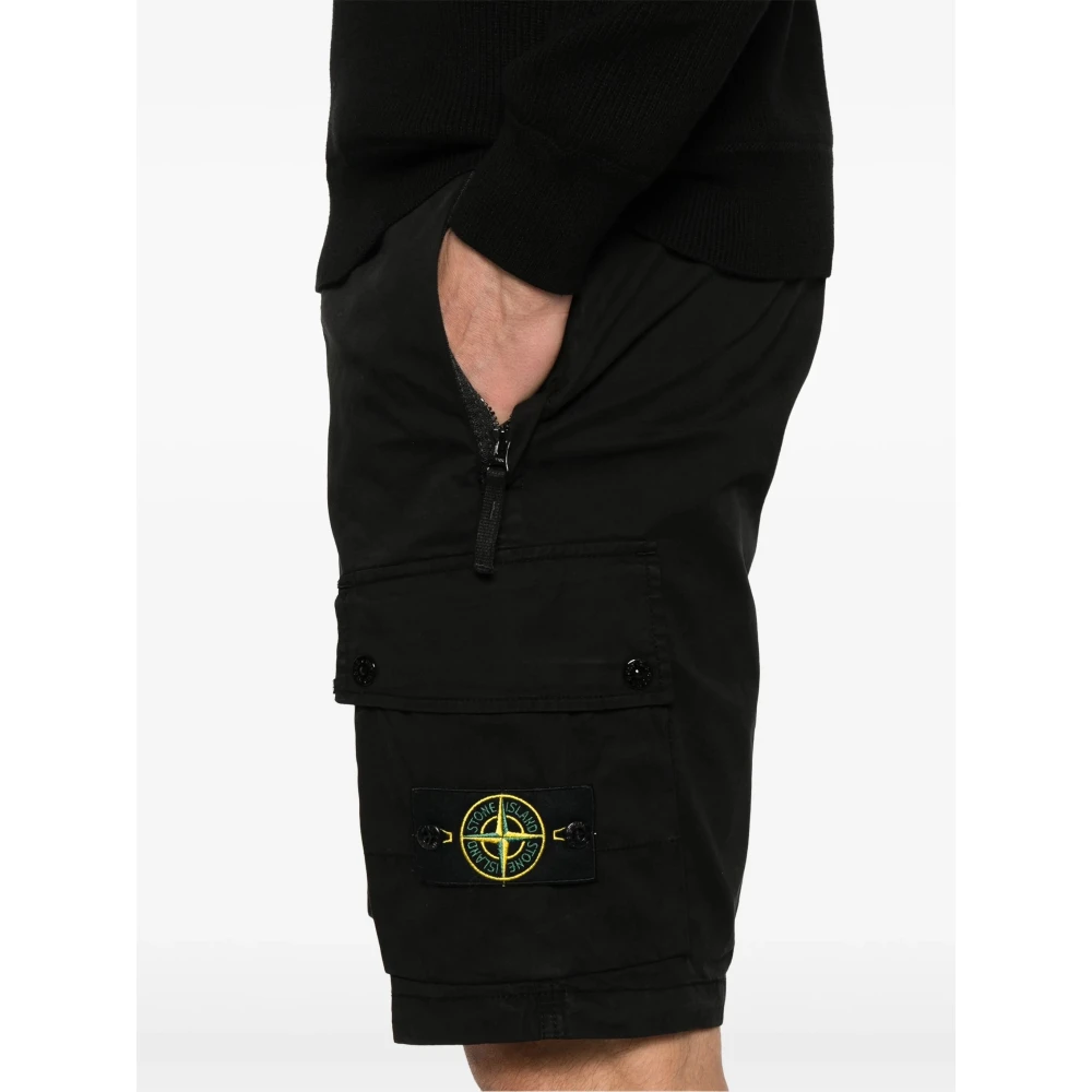 Stone Island Zwarte Korte Shorts Black Heren