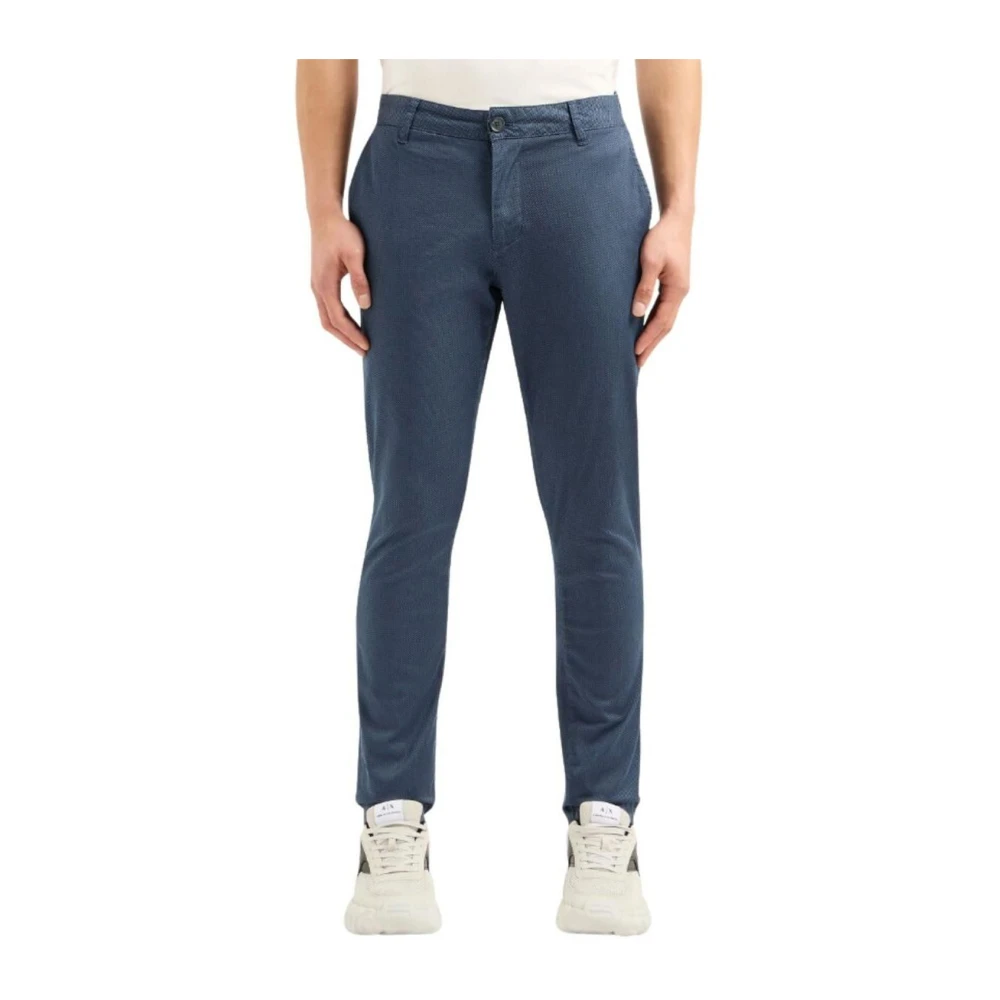 Emporio Armani Blauwe Chinos Casual Broek Blue Heren
