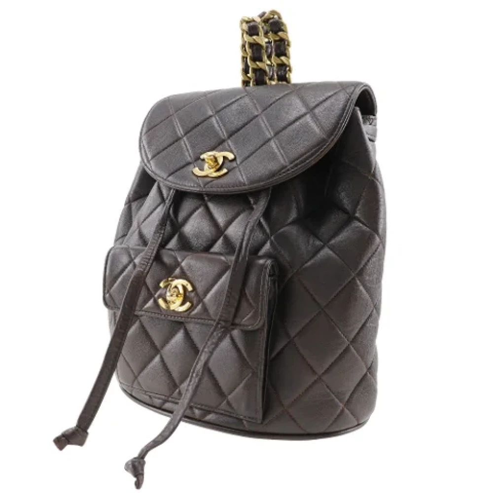 Chanel Vintage Pre-owned Leather backpacks Brown Dames