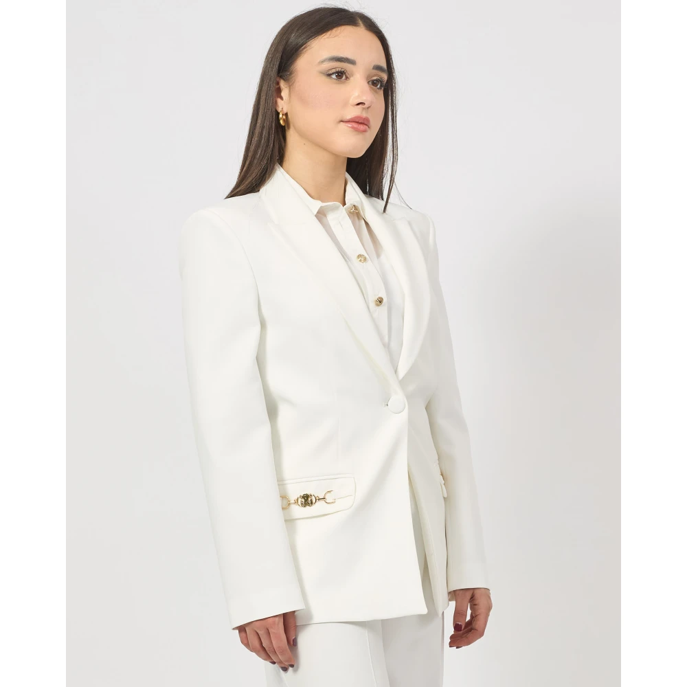 Gaëlle Paris Witte jas met gouden accessoires White Dames