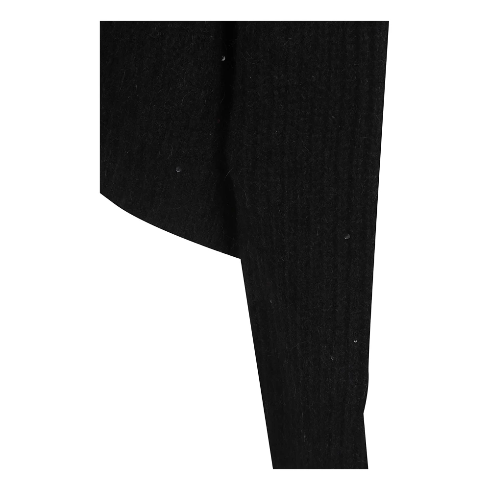 Laneus Zwarte Sweaters Alpaca Wolmix Italië Black Dames