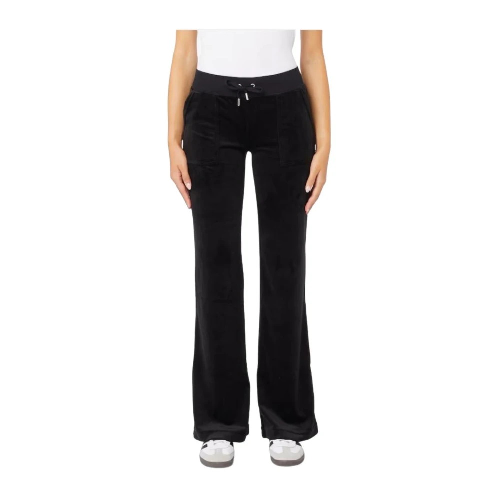 Juicy Couture Flared Veloursbroek met Lage Taille Black Dames