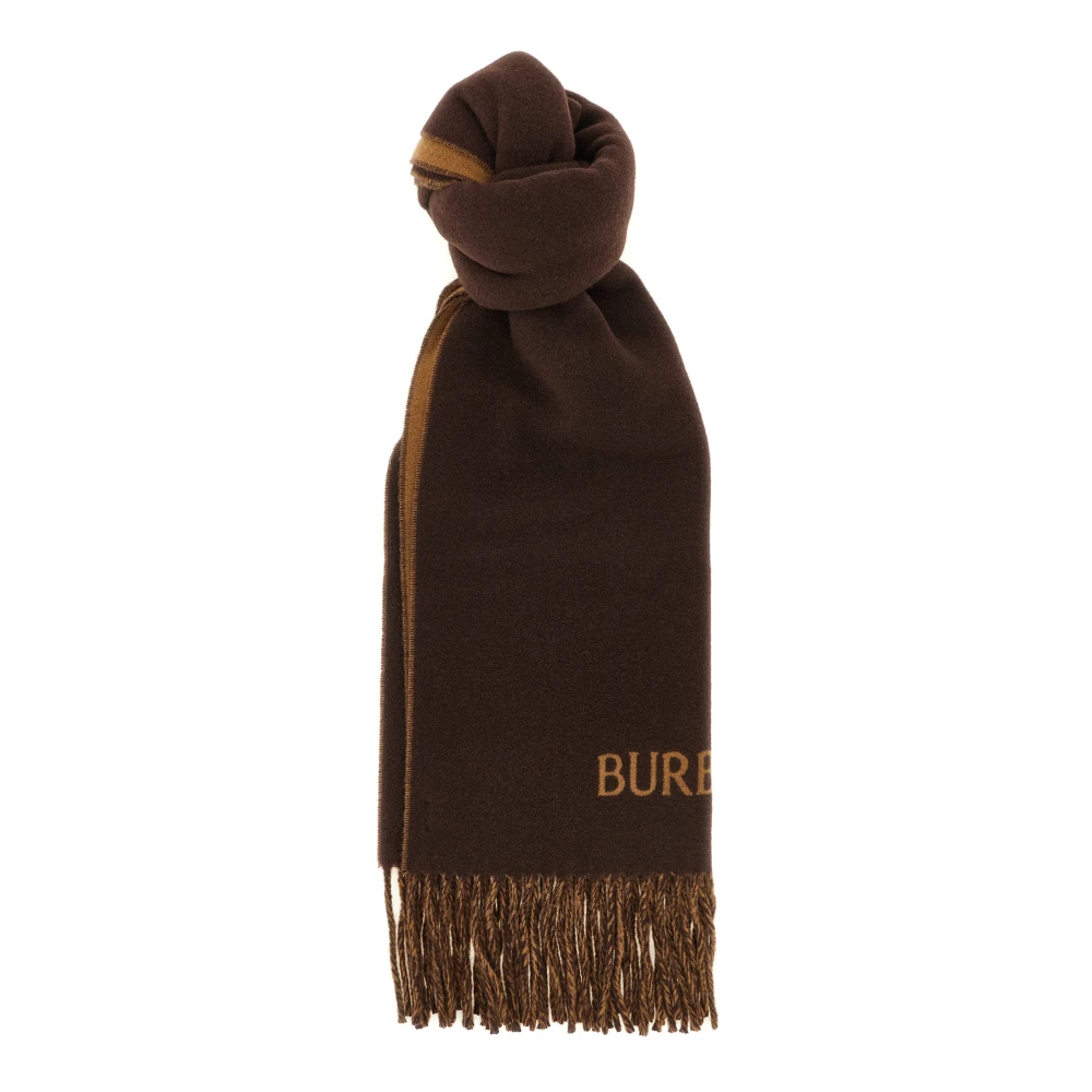Burberry Men's Brown Winter Scarves, One Size, Knight Reversible Brushed Cashmere Scarf