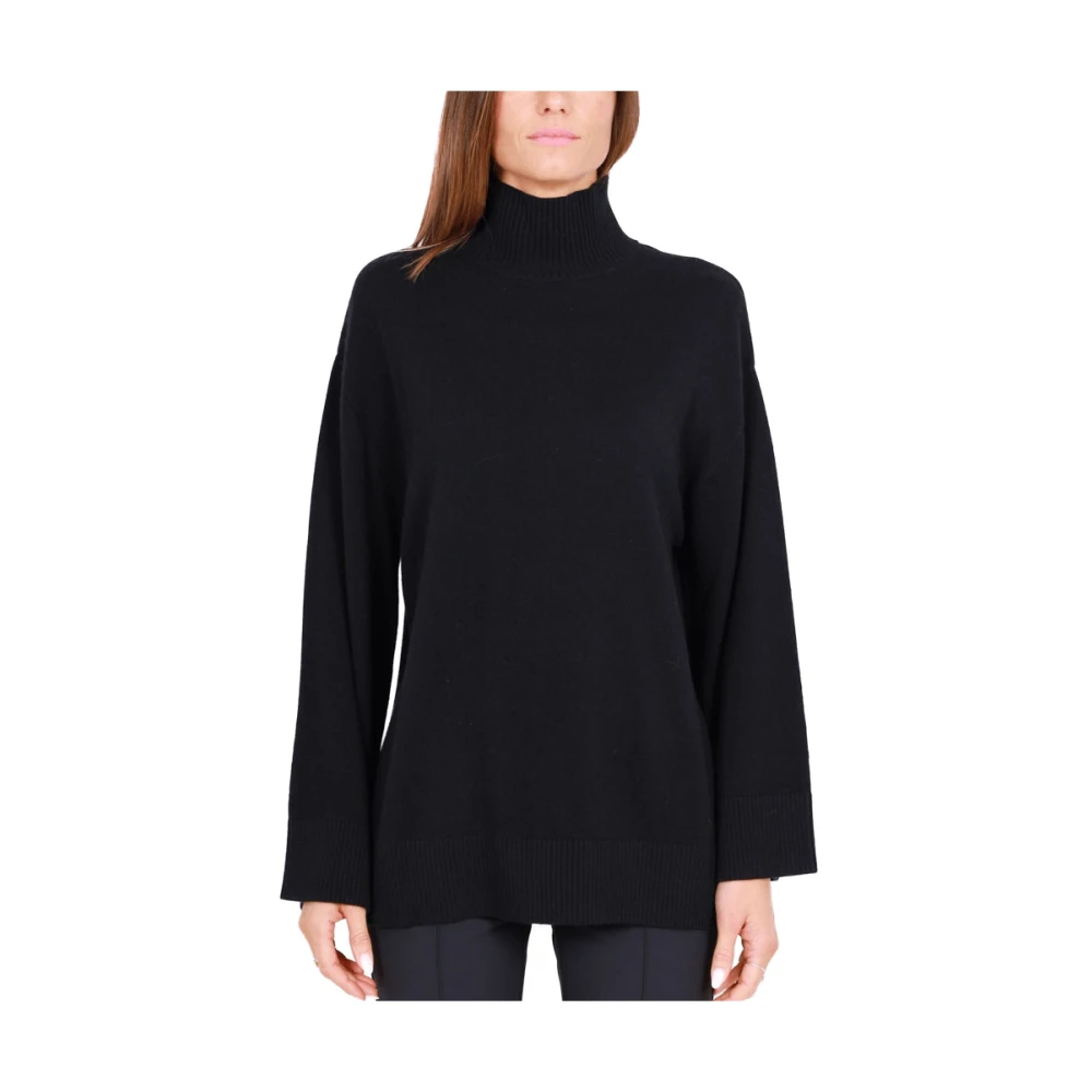 Elisabetta Franchi Cashmere Dolcevita met Maxi Logo Zwart Black Dames