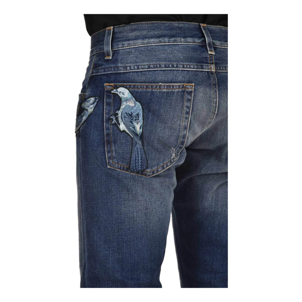 Dolce & Gabbana Gouden Slim-fit Jeans voor Heren Blue Heren