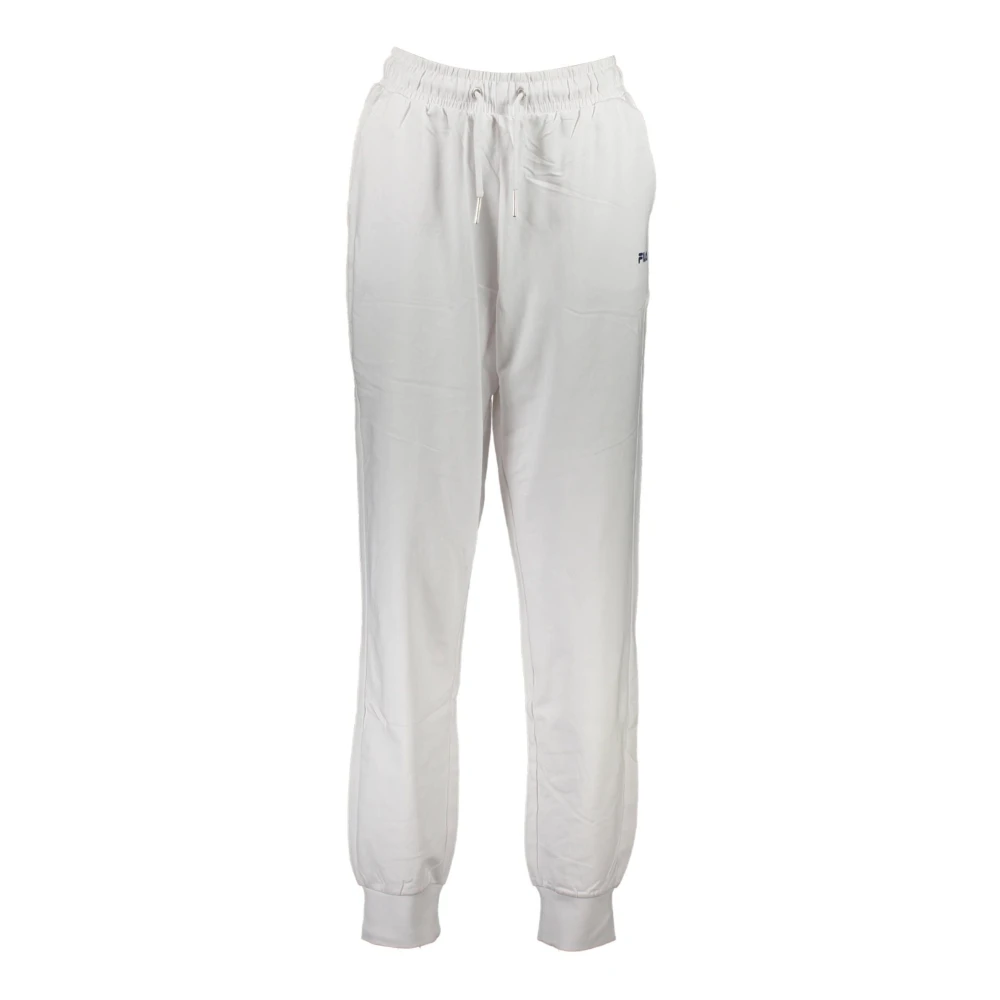 Fila Men's White Sweatpants, S, Sports Cotton Trousers With Elastic Waistband