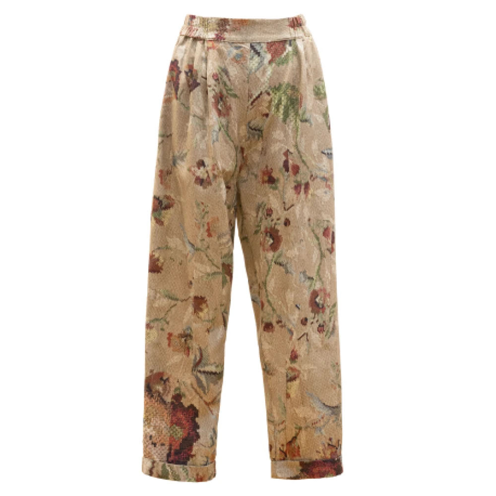Mes Demoiselles Bloemen Beige Groen Choco Broek Multicolor Dames