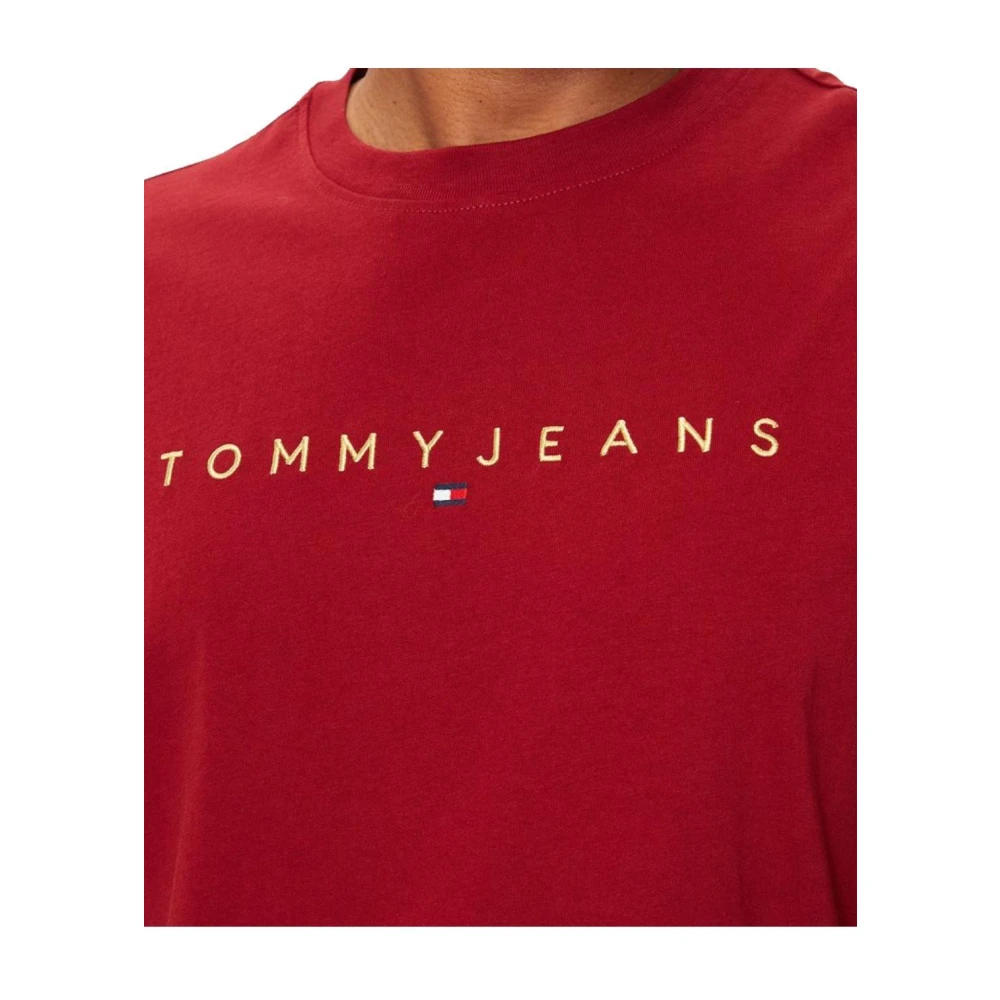 Tommy Hilfiger Gouden Lineaire Tee Urban Stijl Red Heren
