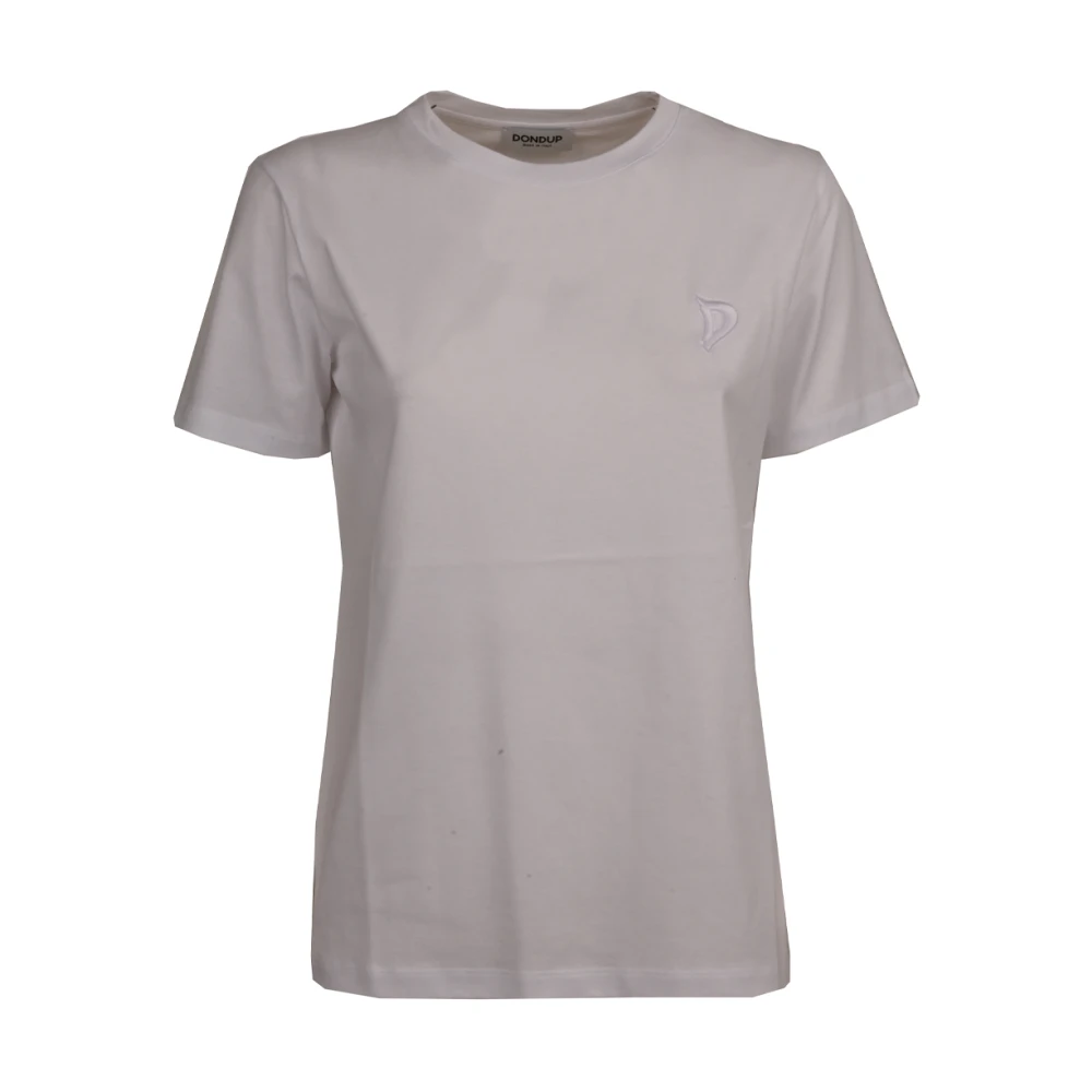 Dondup Witte Katoenen T-shirt met Geborduurd Logo White Dames