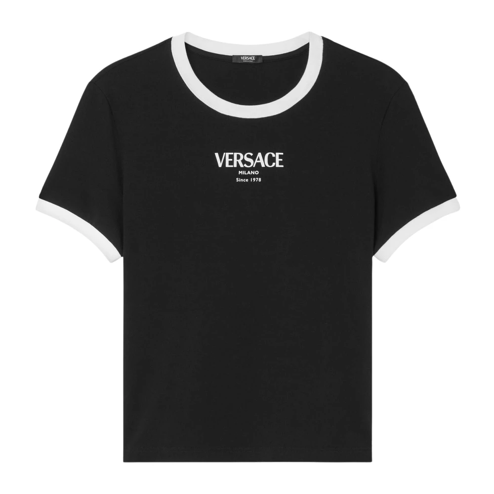 Versace Femme Noir - T-Shirt En Jersey De Viscose Stretch - Tops - Taille: 38 Fr