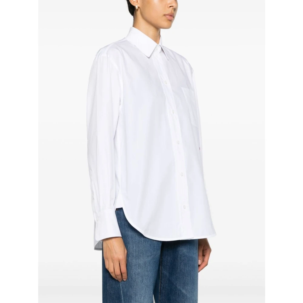 Victoria Beckham Witte Poplin Logo Overhemd White Dames
