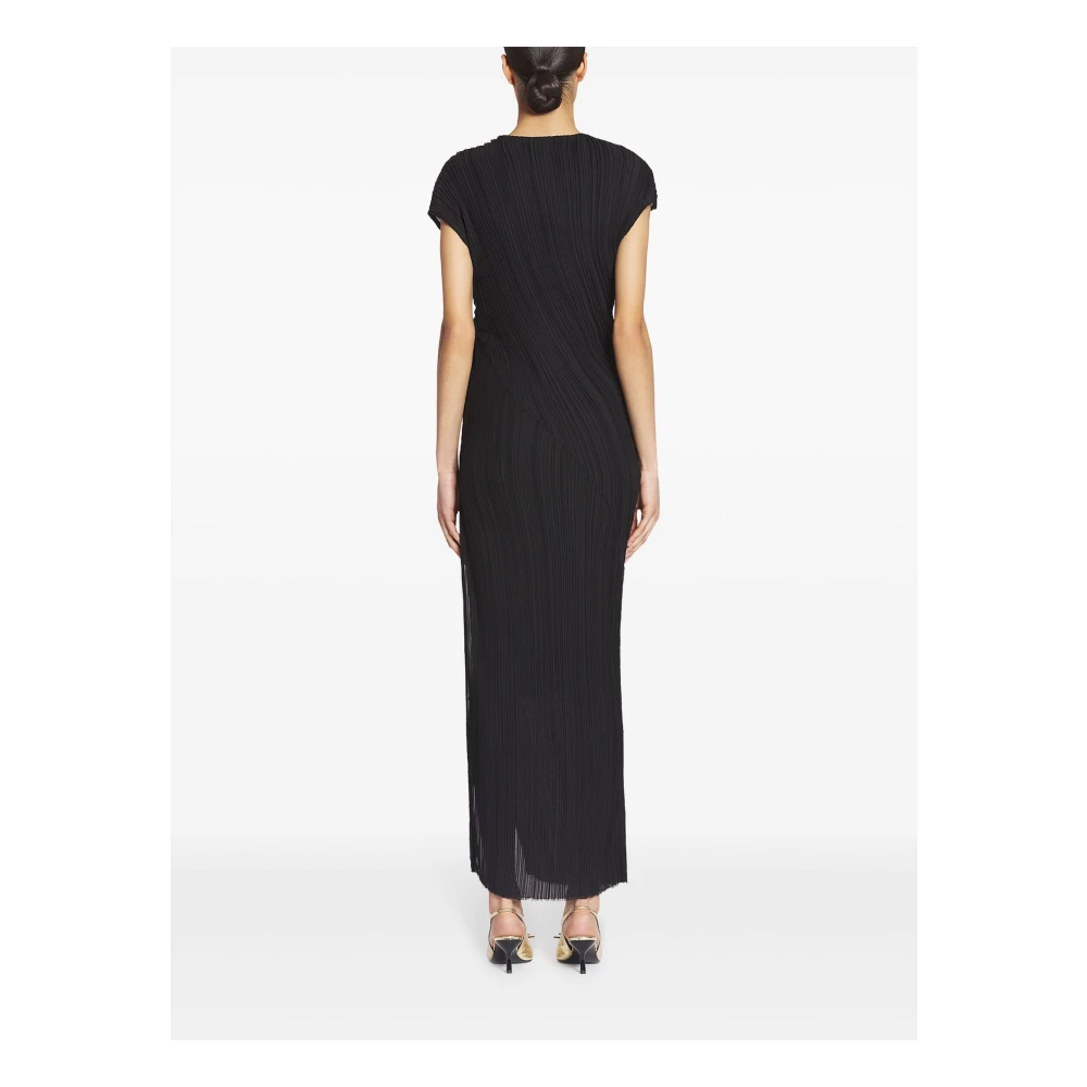 Lanvin Zwarte Gebreide Midi Jurk met Twist Detail Black Dames